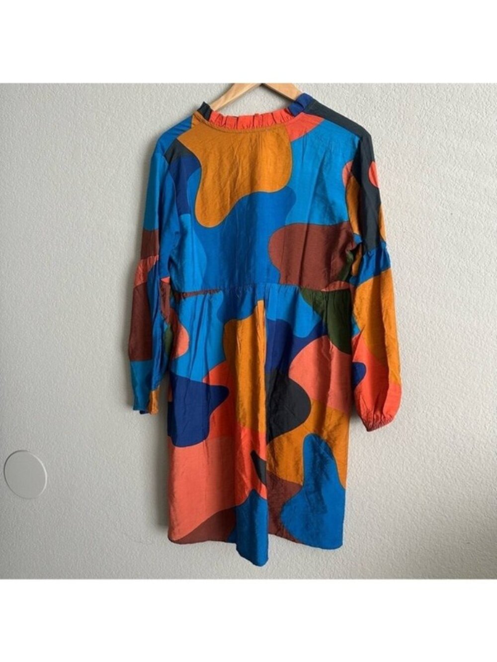 MICHELLE MCDOWELL Geometry Multicolored Balloon Sleeves Dress Size Small - Picture 6 of 16